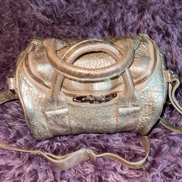 Alexander Wang  Rocco Gold Leather Crossbody Bag Gold Studded Bottom - Picture 10 of 17